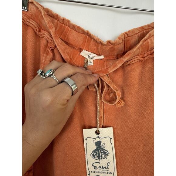 Easel Los Angeles Women's Cargo Wide Leg Pants Orange Size L Lounge - Picture 2 of 8